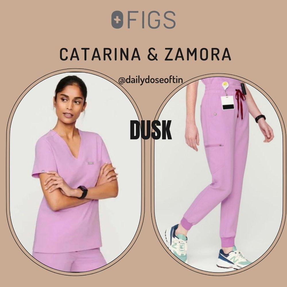 Figs Catarina scrub top XXS and High Waisted Petite XXS Zamora jogger DUSK